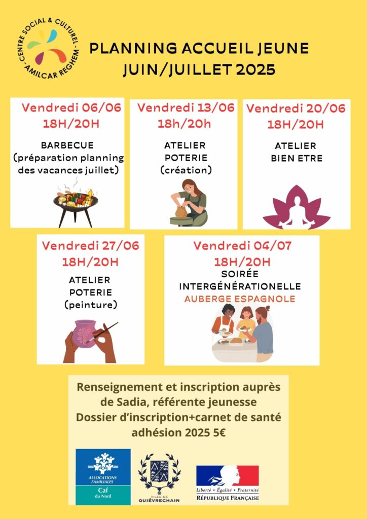planning jeune juin juillet
